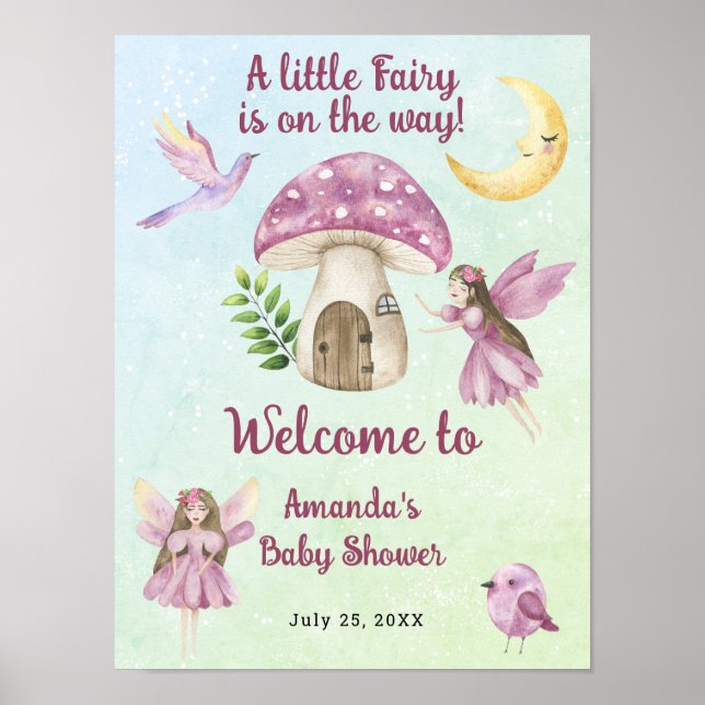 Little Fairy Whimsical Baby Shower Welcome Poster (Front)
