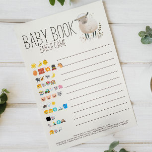 Little Farm Animals Baby Shower Book Emoji Game Flyer