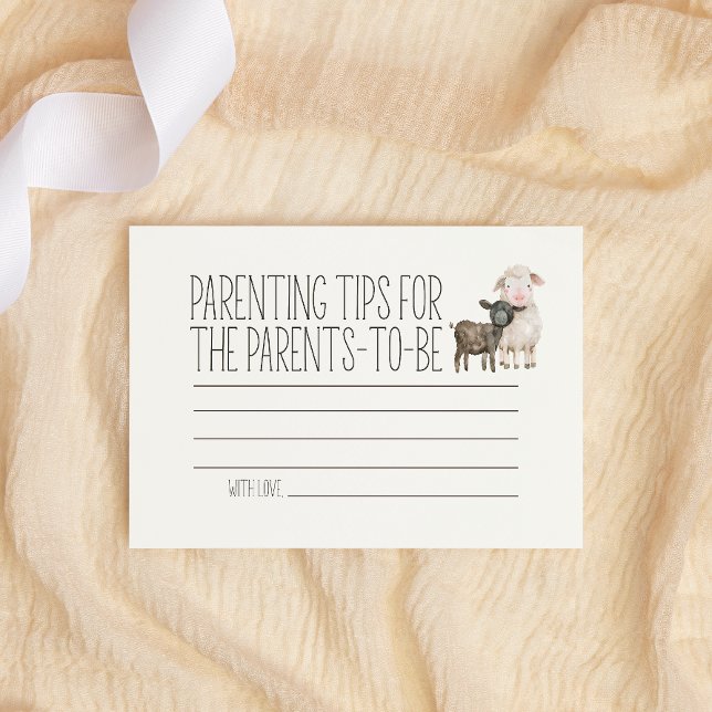 Little Farm Animals Baby Shower Parenting Tips Card (Creator Uploaded)