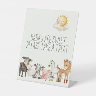 Little Farm Nursery Animals Baby Shower Favour Pedestal Sign