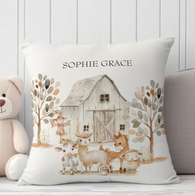 Little Farm Nursery Animals Baby Throw Pillow (Creator Uploaded)