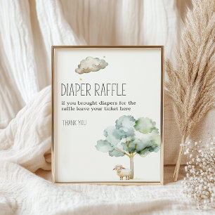 Little Farm Nursery Baby Shower Diaper Raffle Sign