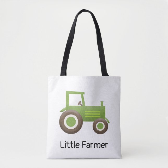 Little Farmer Green Tractor Tote Bag (Front)