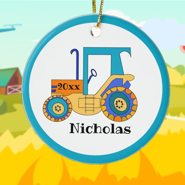 Little Farmer Tractor Ceramic Ornament (Creator Uploaded)