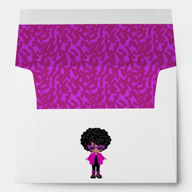 Little Fashion Black Girl Party Invitation Envelope (Back (Bottom))