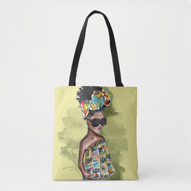 Little Fashionista Bell Bottom African Print Slay Tote Bag (Front)