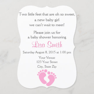 Little Feet Baby Girl Shower Invitation