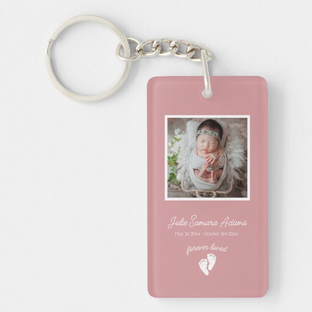 Little Feet Baby Memorial Photo Favour Key Ring (Front)