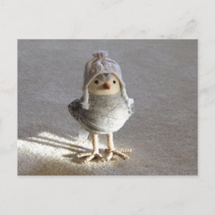 Little Felt Birdie with Hat Postcard