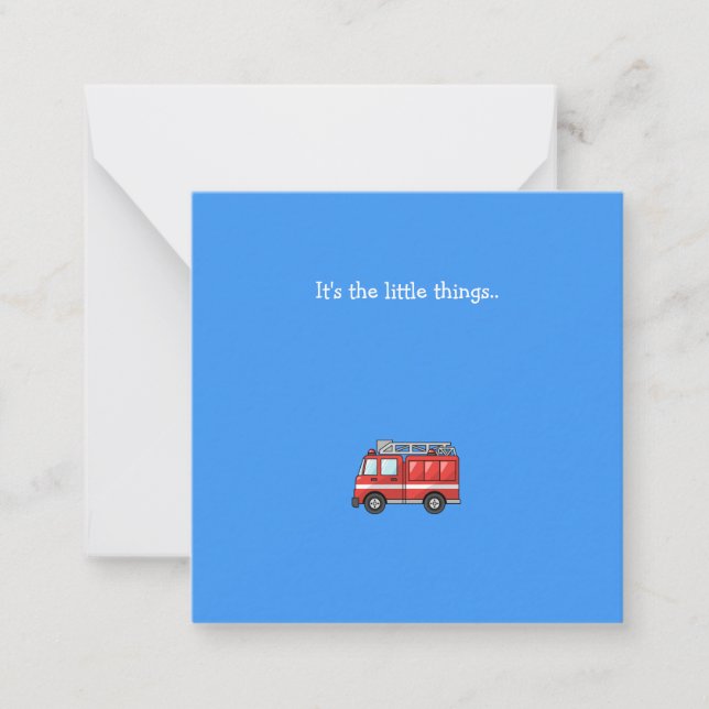 Little Fire Truck Mini Thank You Note Card (Front)