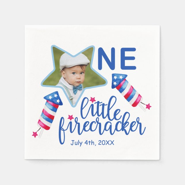 Little Firecracker 1st Birthday Napkins  (Front)