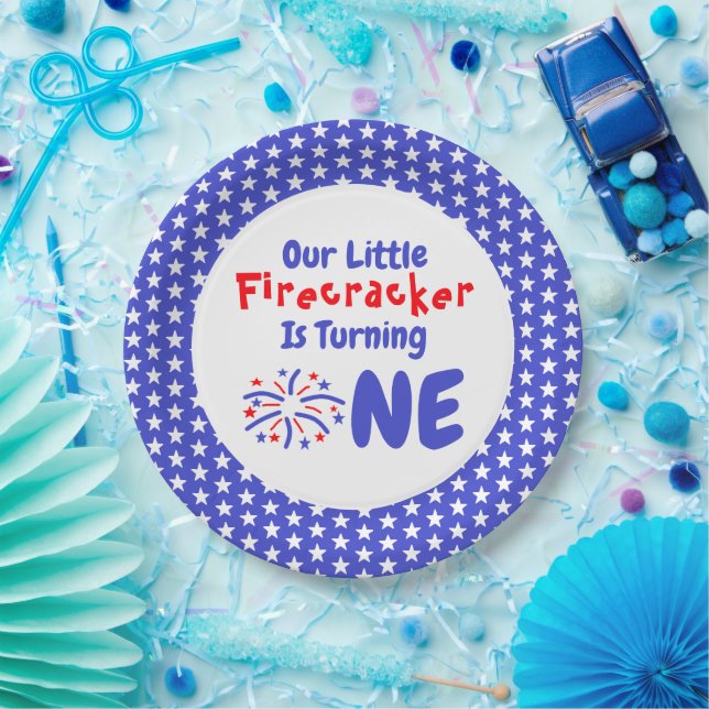 Little Firecracker 1st Birthday Paper Plate (Party)