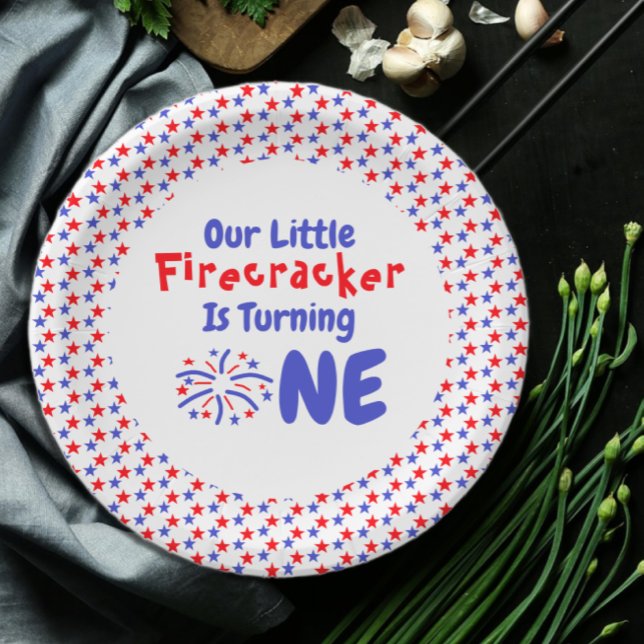 Little Firecracker 1st Birthday Paper Plate (Creator Uploaded)
