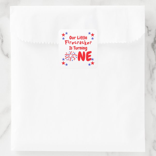 Little Firecracker 1st Birthday Square Sticker (Bag)