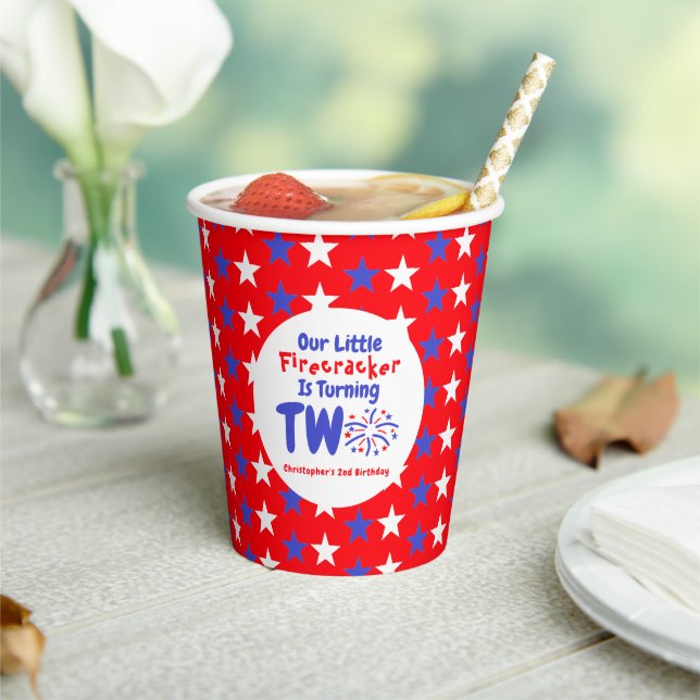 Little Firecracker 2nd Birthday Paper Cups (Insitu)