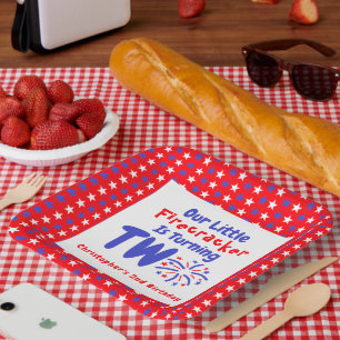 Little Firecracker 2nd Birthday Paper Plate