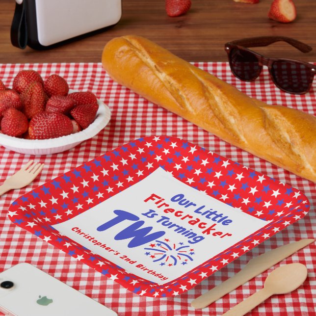 Little Firecracker 2nd Birthday Paper Plate (Picnic)