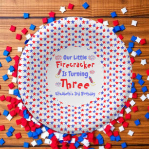 Little Firecracker 3rd Birthday Paper Plate