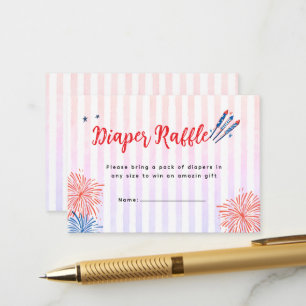  Little Firecracker 4th July Diaper Raffle Enclosure Card
