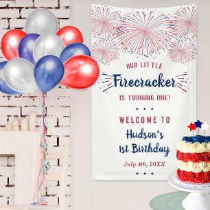 Little Firecracker 4th Of July 1st Birthday Banner