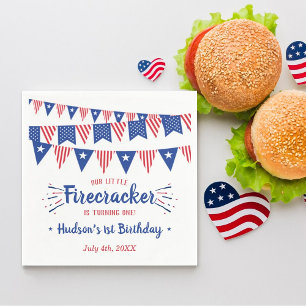Little Firecracker 4th Of July 1st Birthday Napkin