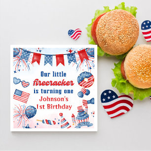 Little Firecracker 4th Of July 1st Birthday Napkin