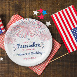 Little Firecracker 4th Of July 1st Birthday Paper Plate<br><div class="desc">Celebrate in style with these trendy 1st birthday paper plates. The design is easy to personalise with your own wording and your family and friends will be thrilled when they see these fabulous party plates.</div>