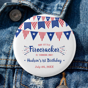 Little Firecracker 4th Of July 1st Birthday Party 3 Cm Round Badge