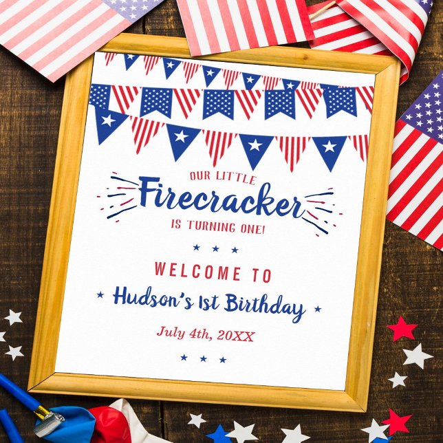 Little Firecracker 4th Of July 1st Birthday Poster (Creator Uploaded)