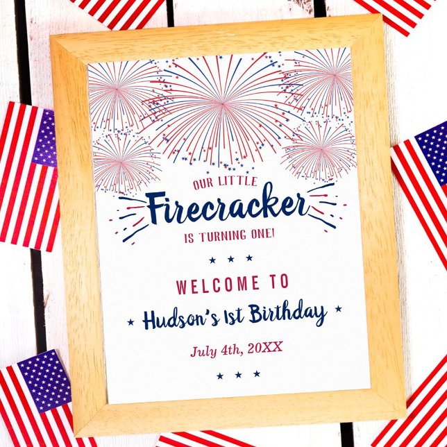 Little Firecracker 4th Of July 1st Birthday Poster (Creator Uploaded)