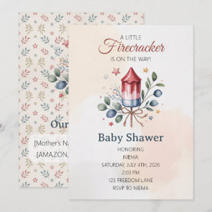 Little Firecracker 4th of July Baby Shower Invitation