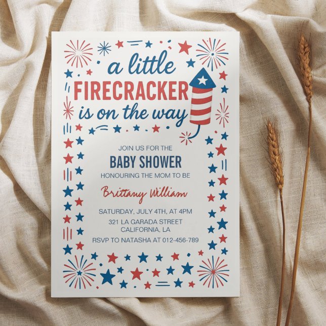 Little Firecracker 4th of July Baby Shower Invitation (Creator Uploaded)