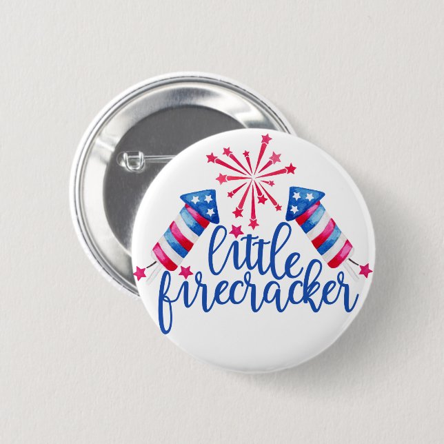 Little Firecracker 4th Of July Birthday Party  6 Cm Round Badge (Front & Back)
