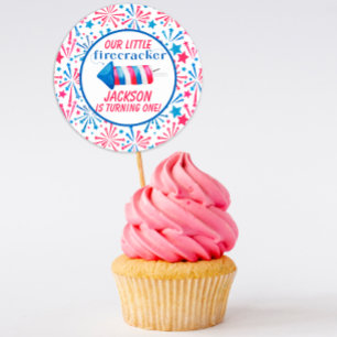 Little Firecracker 4th of July Birthday Party  Classic Round Sticker