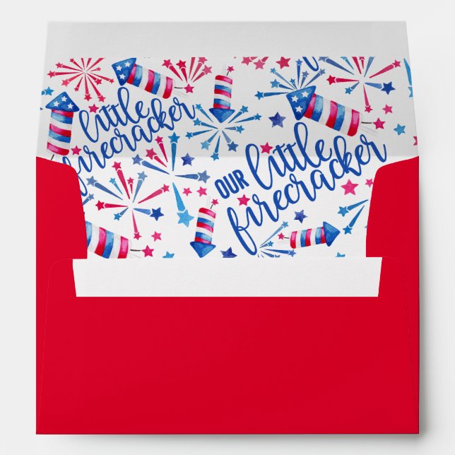 Little Firecracker 4th of July Birthday Party Envelope (Back (Bottom))