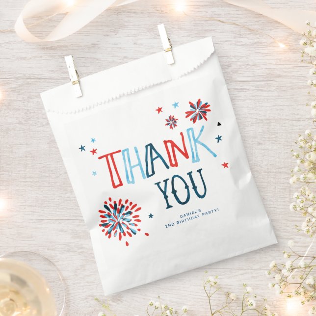 Little Firecracker 4th of July Birthday Party Favour Bag (Clipped)