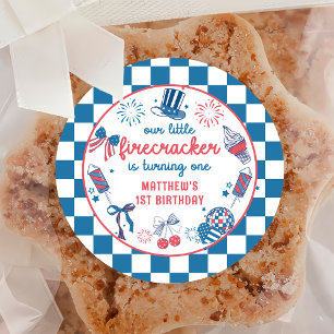 Little Firecracker 4th of July Birthday Sticker