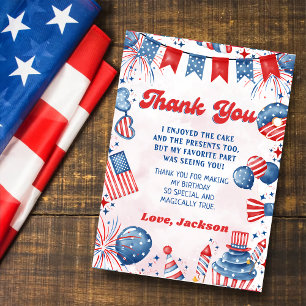 Little Firecracker 4th Of July Birthday Thank You Card