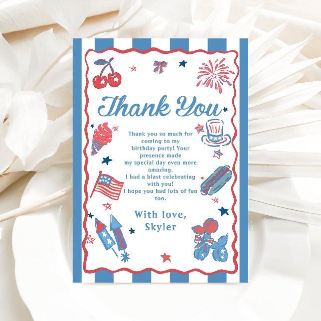 Little Firecracker 4th Of July Birthday Thank You Card (Creator Uploaded)