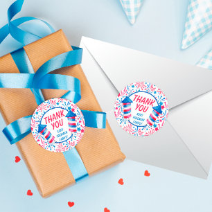 Little Firecracker 4th of July Birthday Thank You  Classic Round Sticker