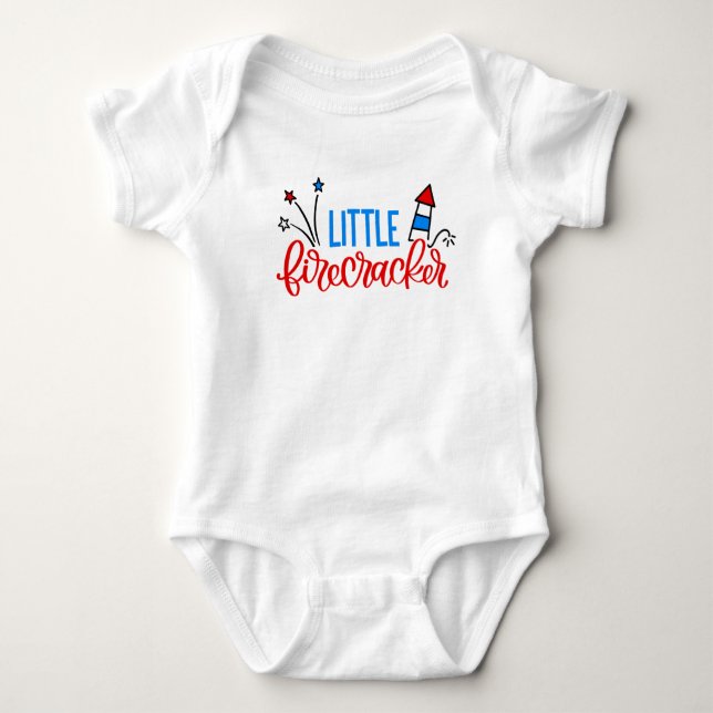 Little Firecracker 4th of July Bodysuit Shirt (Front)