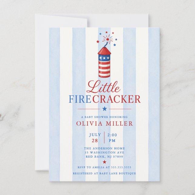 Little Firecracker Baby Shower Invitation (Front)