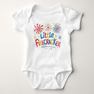 Little Firecracker Crayon Style Fireworks Baby Bodysuit