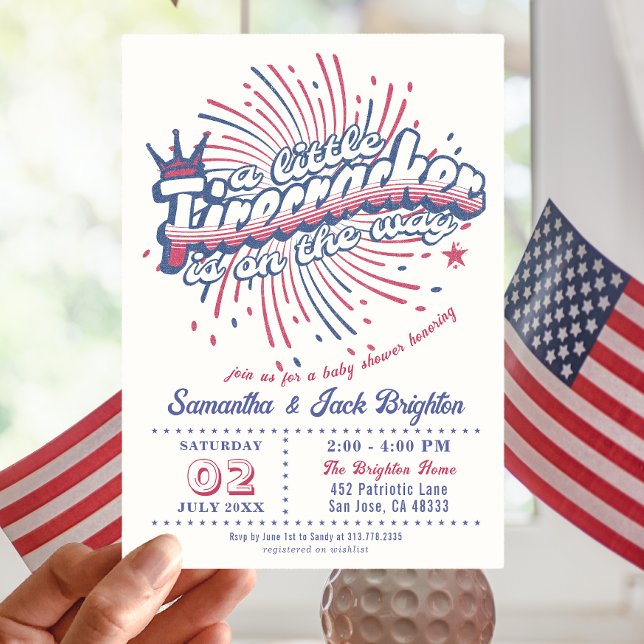 Little Firecracker Fourth of July USA Baby Shower Invitation (Creator Uploaded)
