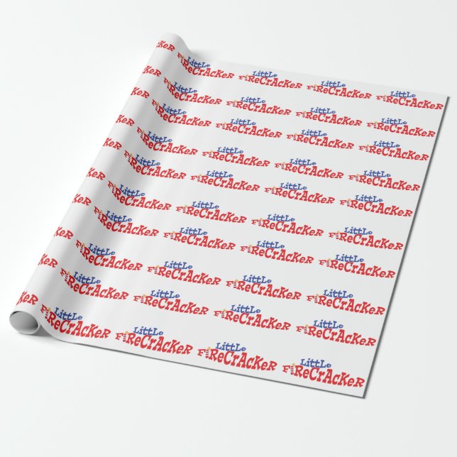 Little Firecracker Fourth of July Wrapping Paper (Unrolled)