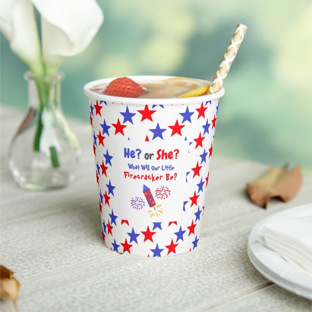 Little Firecracker Gender Reveal Paper Cups (Insitu)