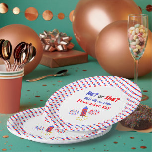 Little Firecracker Gender Reveal Paper Plate