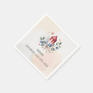 Little Firecracker Patriotic July 4th Baby Shower Napkin