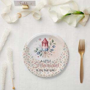 Little Firecracker Patriotic July 4th Baby Shower Paper Plate
