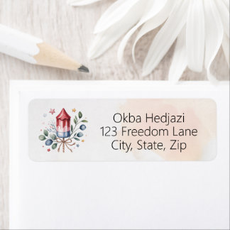 Little Firecracker Patriotic July 4th Baby Shower Return Address Label